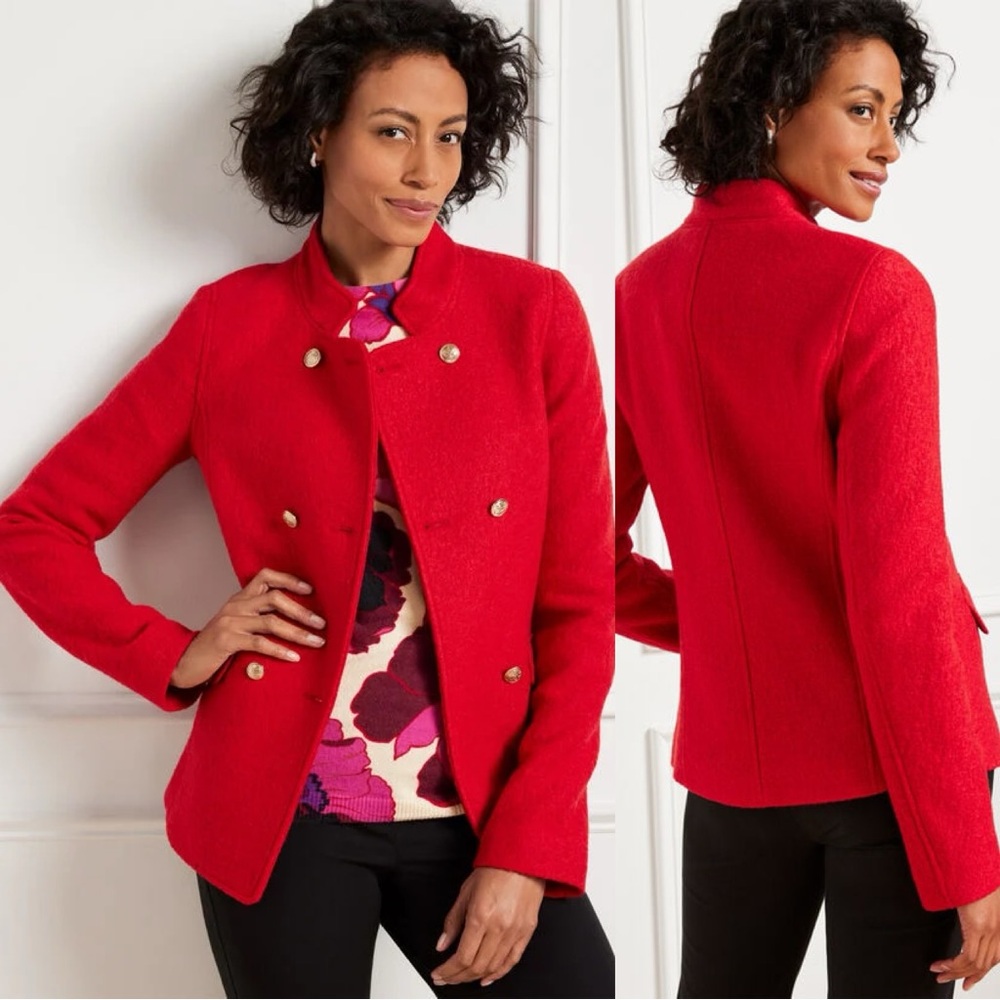 Talbots Red Double-Breasted Wool Blend Jacket – Size 14